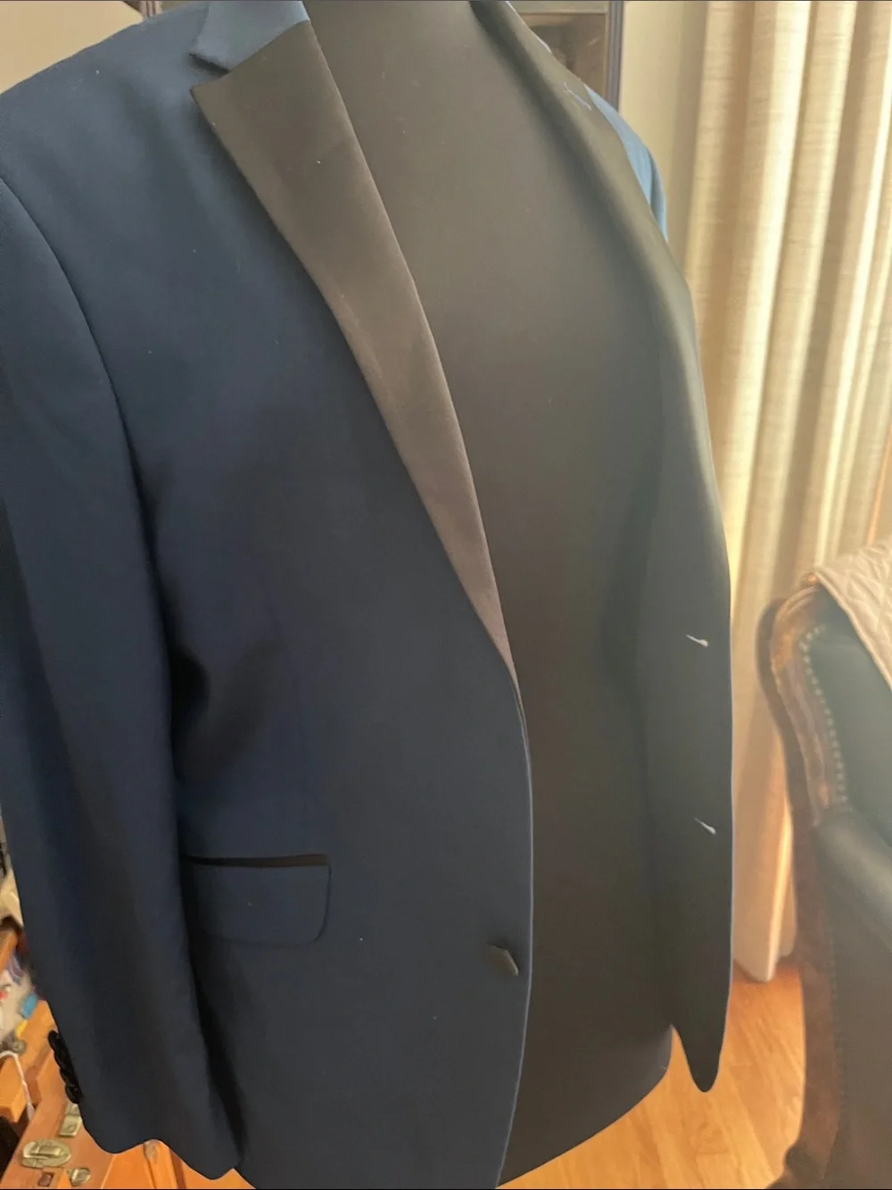 Kenneth Cole Navy Blazer with Black Satin Lapel